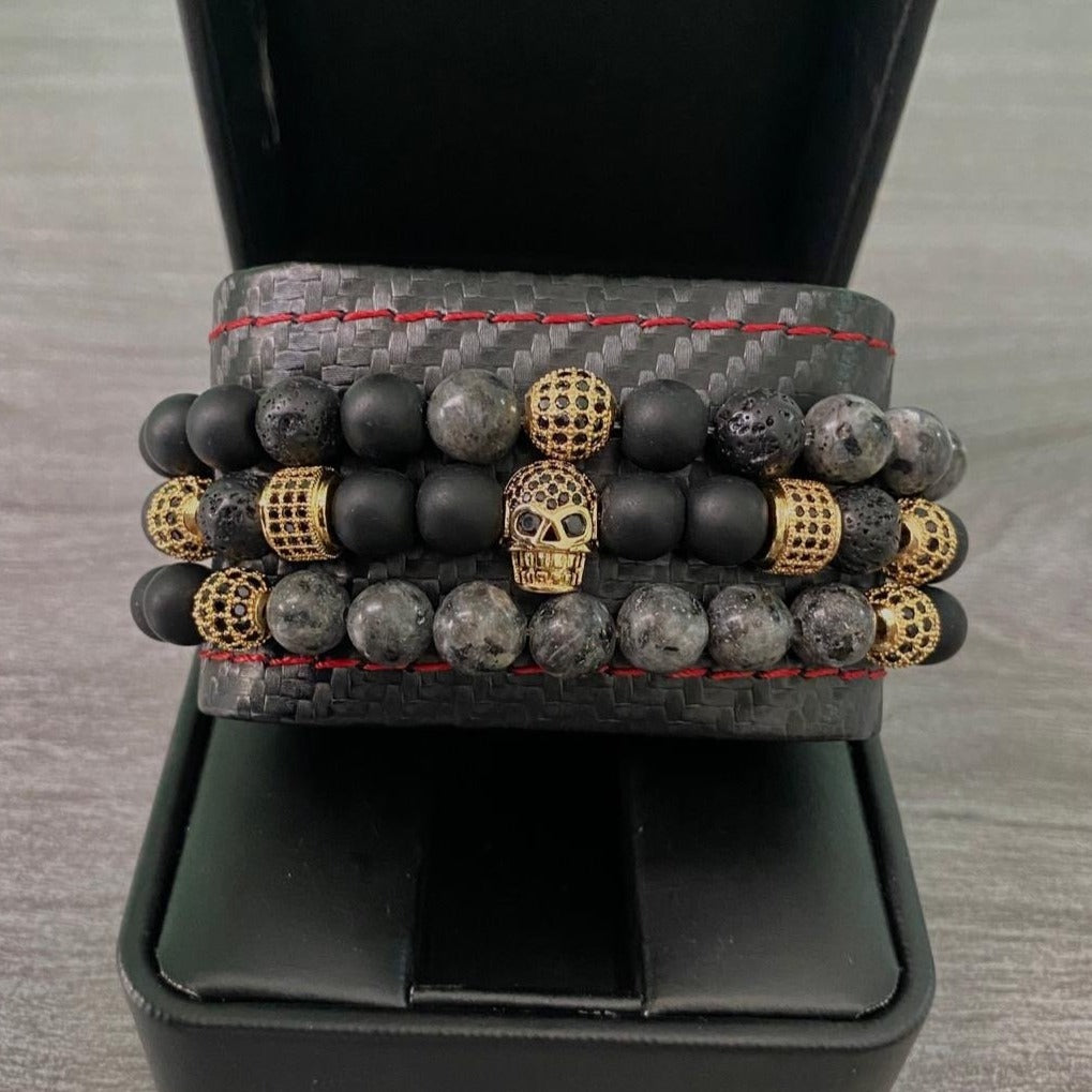 RELOJ Y PULSERAS UNISEX | DÚO MASTER MEN GOLDEN OBSIDIAN EDICIÓN ZAFIRO
