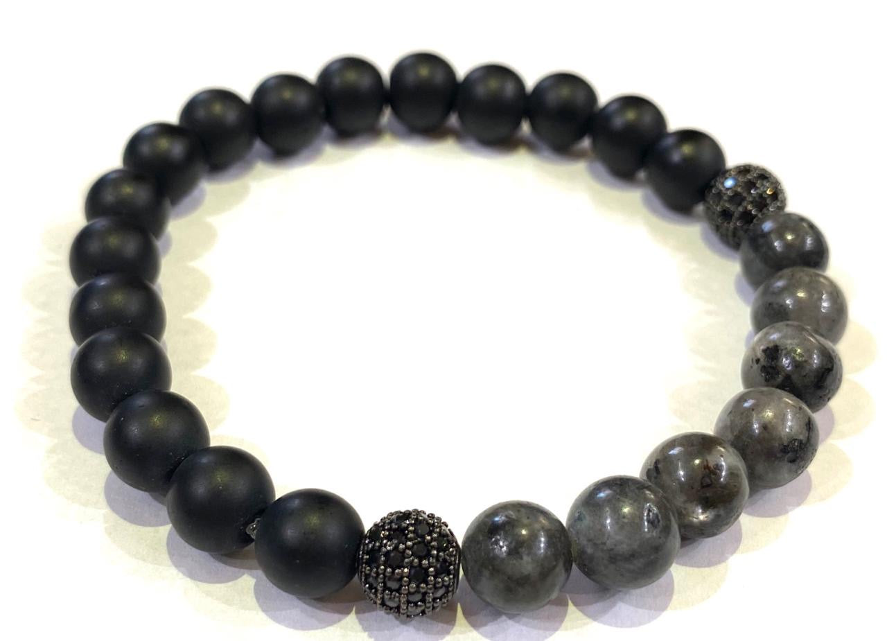 SET DE PULSERAS PARA HOMBRE |  SKULL ONYX BLACK