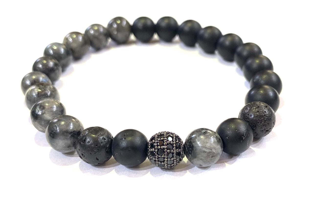 SET DE PULSERAS PARA HOMBRE |  SKULL ONYX BLACK