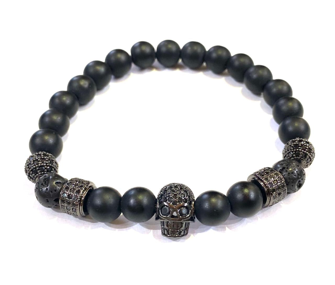 SET DE PULSERAS PARA HOMBRE |  SKULL ONYX BLACK