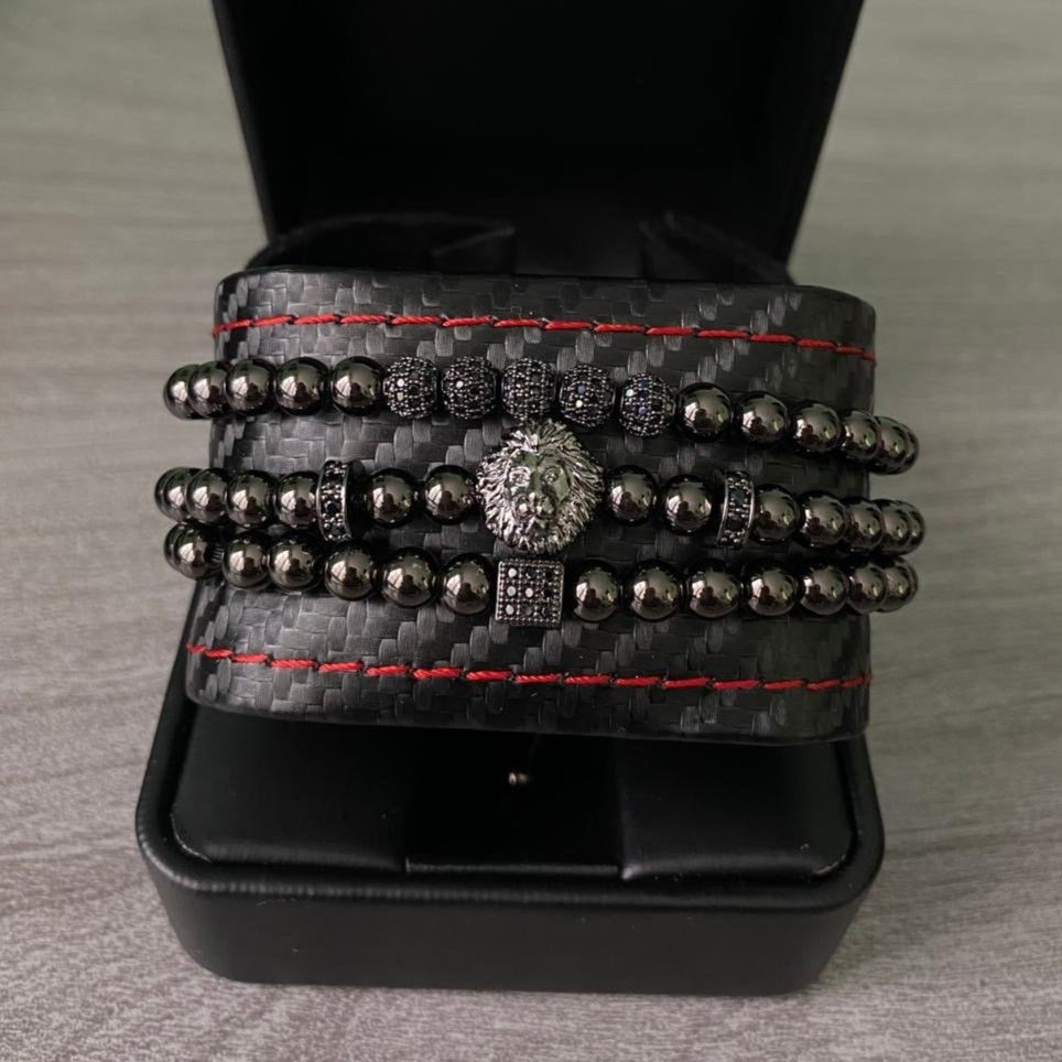 SET DE PULSERAS PARA HOMBRE | KING LION BLACK