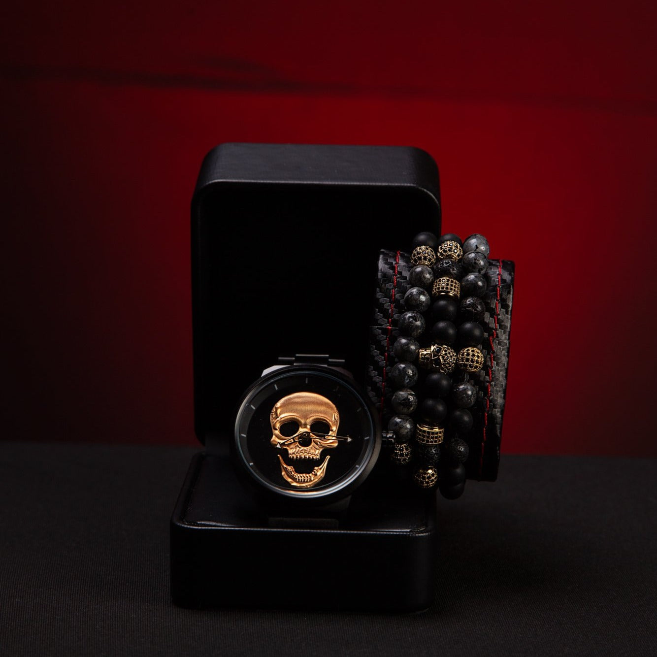 RELOJ Y PULSERAS UNISEX | DÚO MASTER MEN GOLDEN OBSIDIAN EDICIÓN ZAFIRO