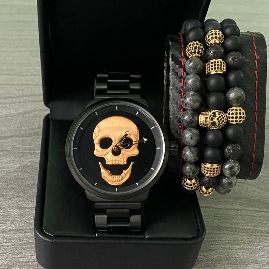 RELOJ Y PULSERAS UNISEX | DÚO MASTER MEN GOLDEN OBSIDIAN EDICIÓN ZAFIRO