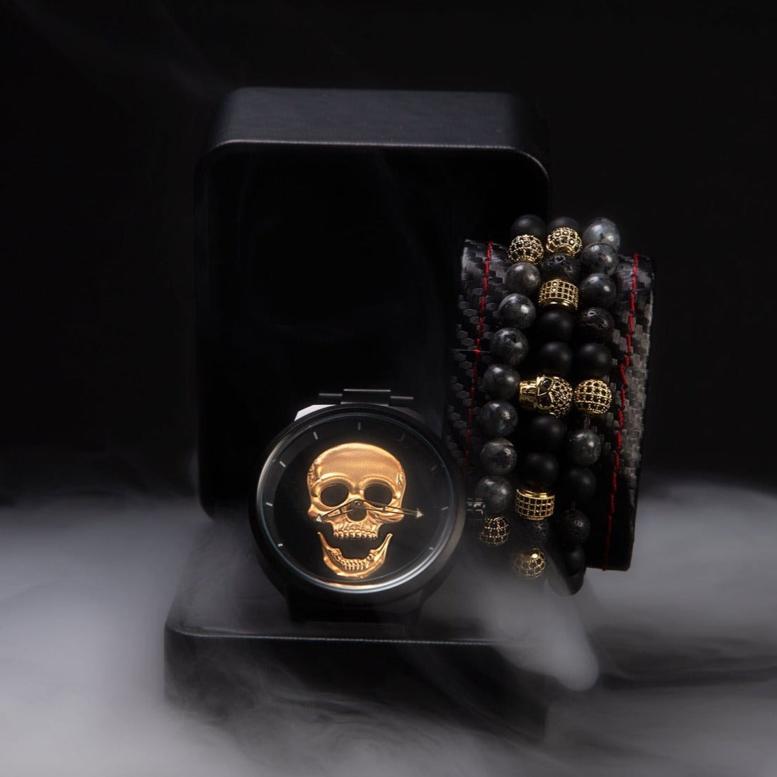 RELOJ Y PULSERAS UNISEX | DÚO MASTER MEN GOLDEN OBSIDIAN EDICIÓN ZAFIRO