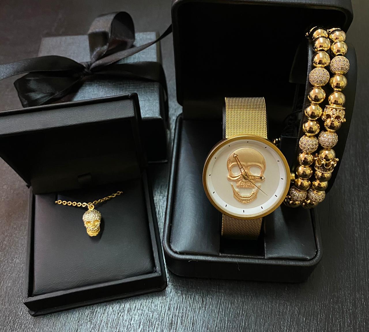 SET DE RELOJ, PULSERAS Y DIJE PARA MUJER | LUXURY GOLD PACKET