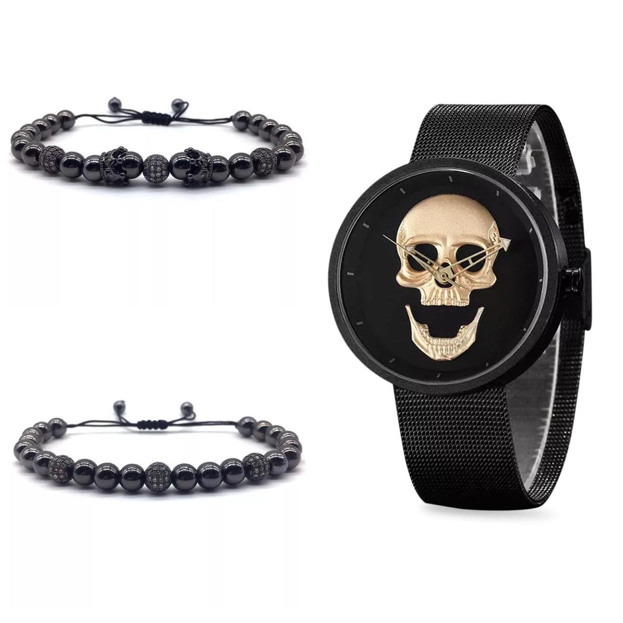 SET DE RELOJ, PULSERAS Y DIJE PARA MUJER | LUXURY SKULL PACKET