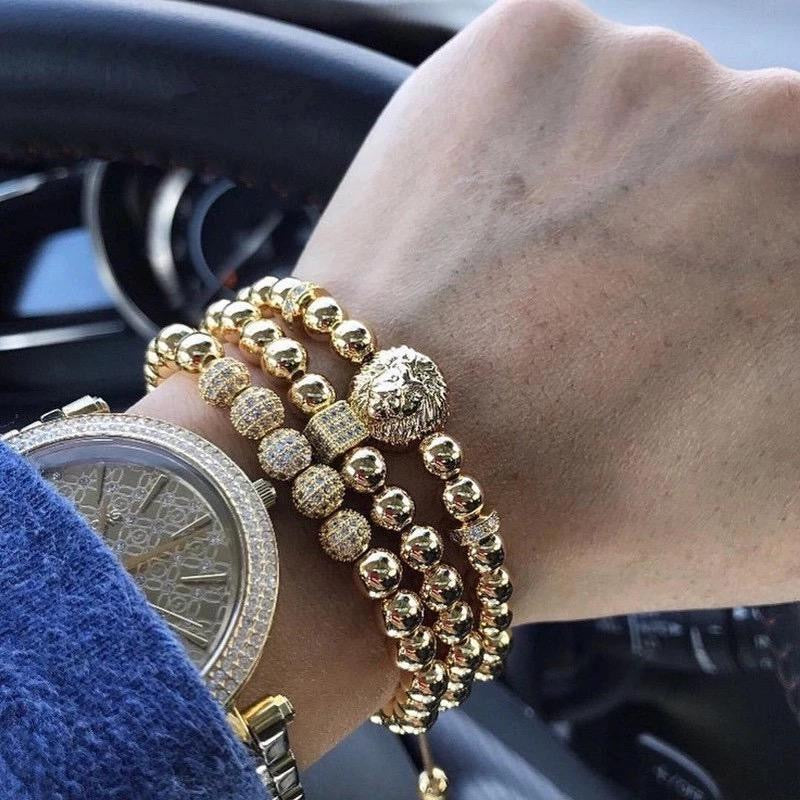 SET DE PULSERAS PARA HOMBRE | KING LION GOLD