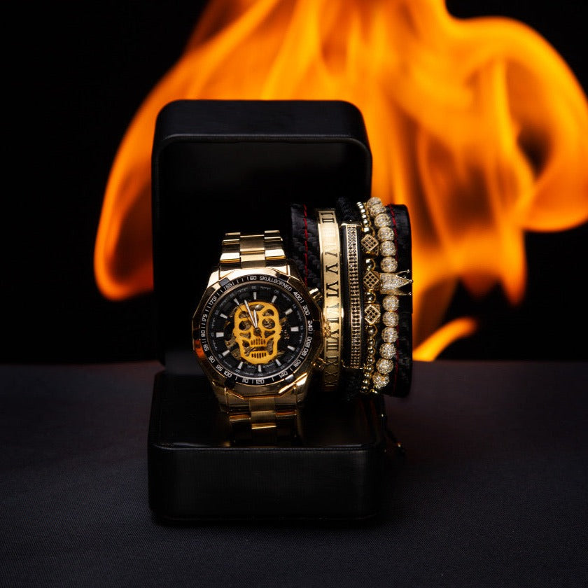 RELOJ Y PULSERAS UNISEX | DÚO MASTER GOLDEN DARK WINNER