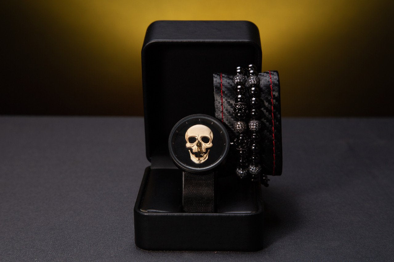 SET DE RELOJ, PULSERAS Y DIJE PARA MUJER | LUXURY SKULL PACKET