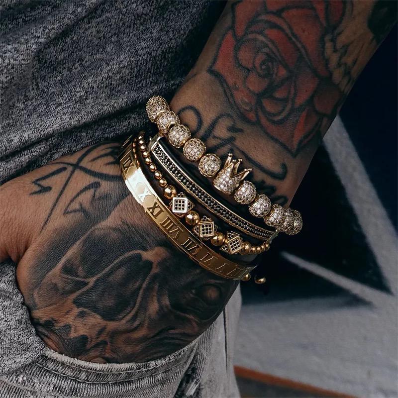 SET DE RELOJ Y PULSERA PARA HOMBRE | DÚO GOLD ROCK SKULL