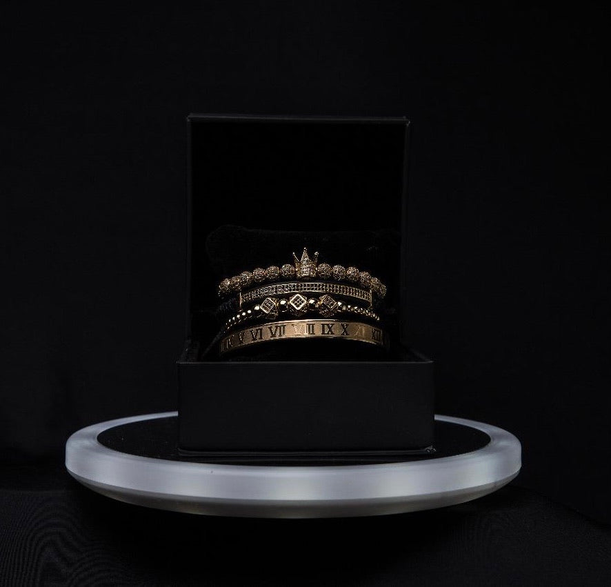 RELOJ Y PULSERAS UNISEX | DÚO MASTER GOLDEN DARK WINNER