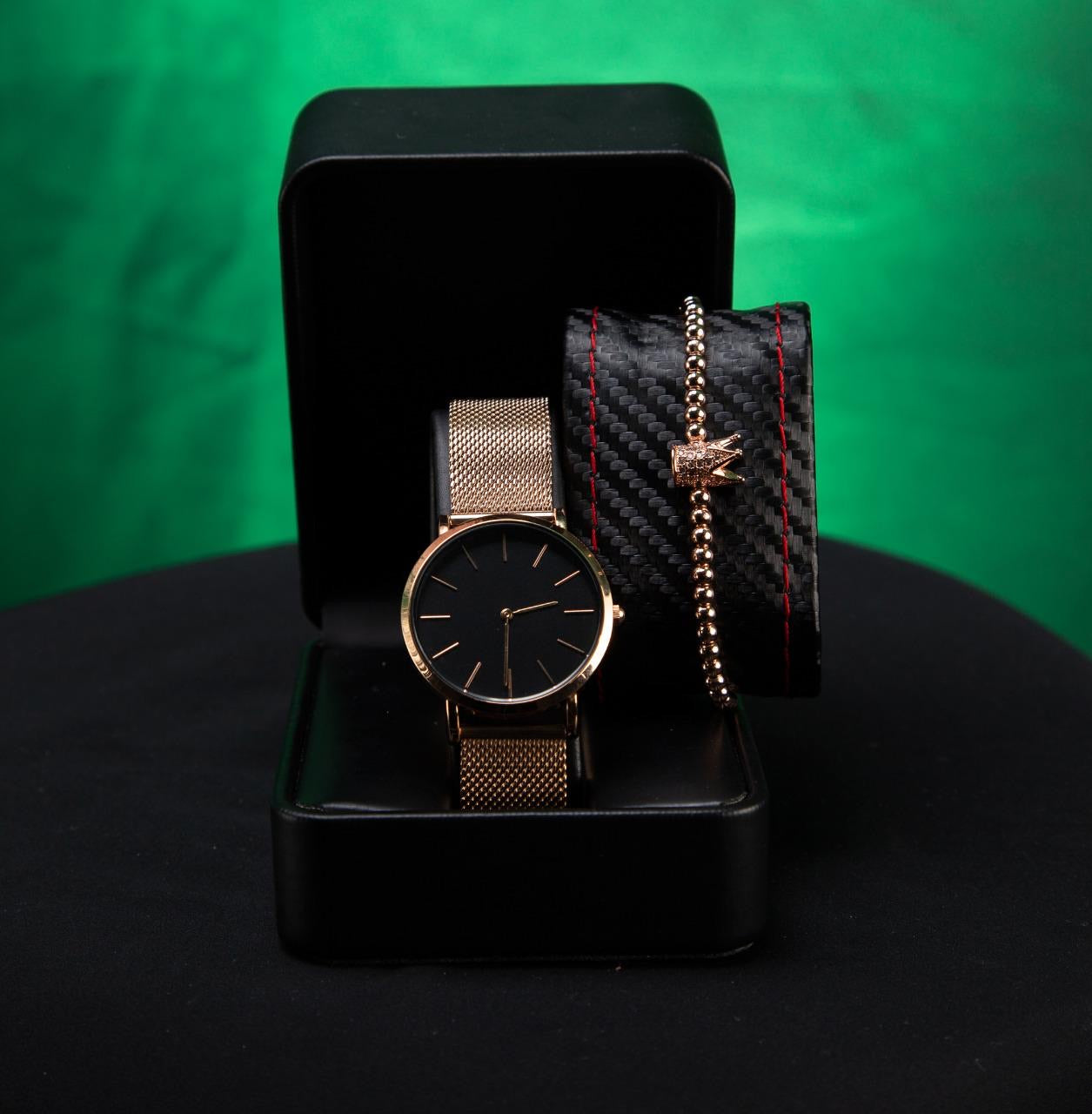 SET DE RELOG Y PULSERAS PARA DAMA | DÚO ROSE GOLD BLACK SKULL