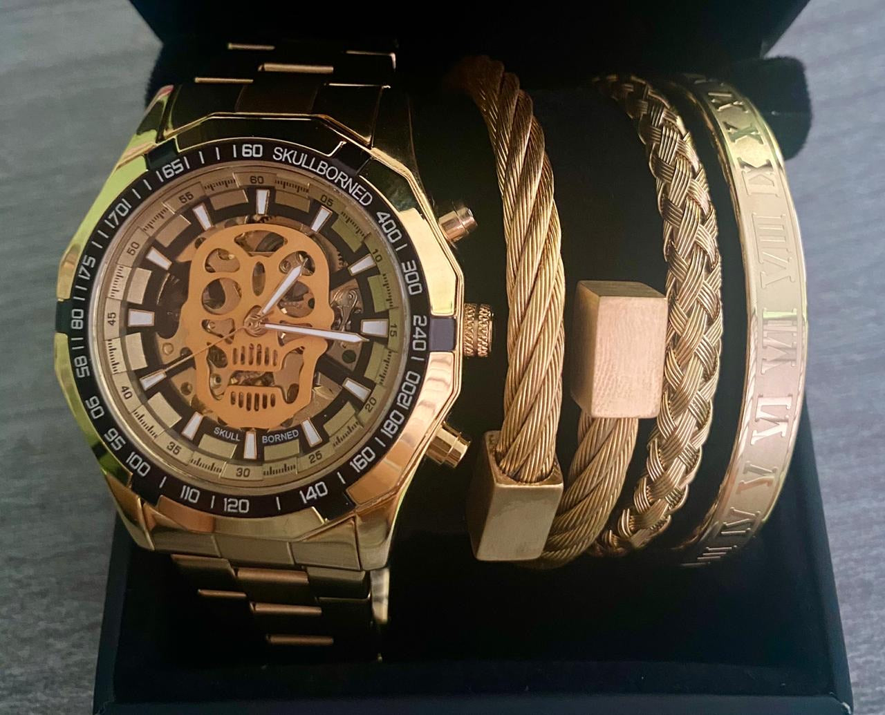 RELOJ Y PULSERA PARA HOMBRE | DÚO WINNER ROMAN GOLDEN BRACELET