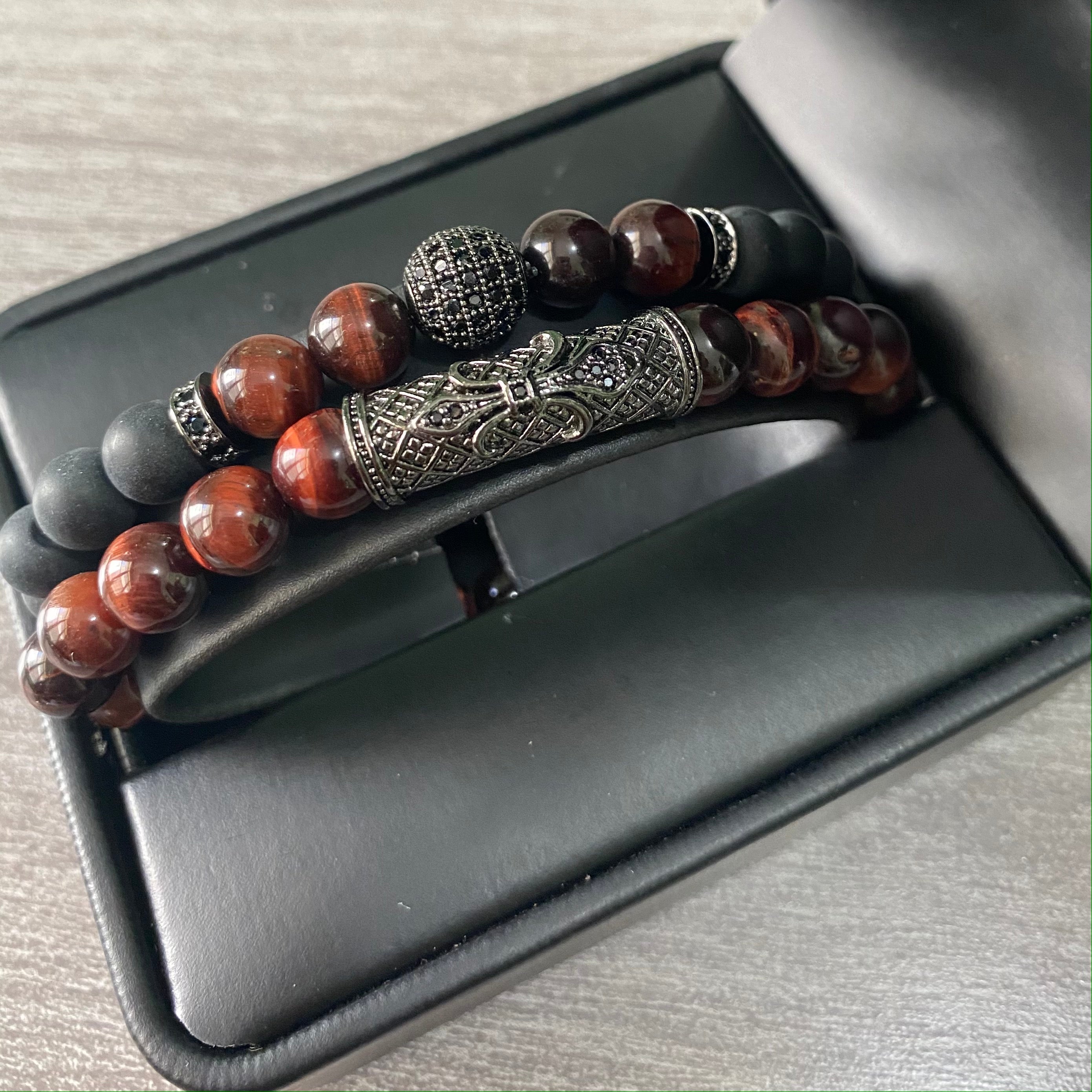 SET DE PULSERAS UNISEX | TUBING BALL TIGER EYE DARKEN
