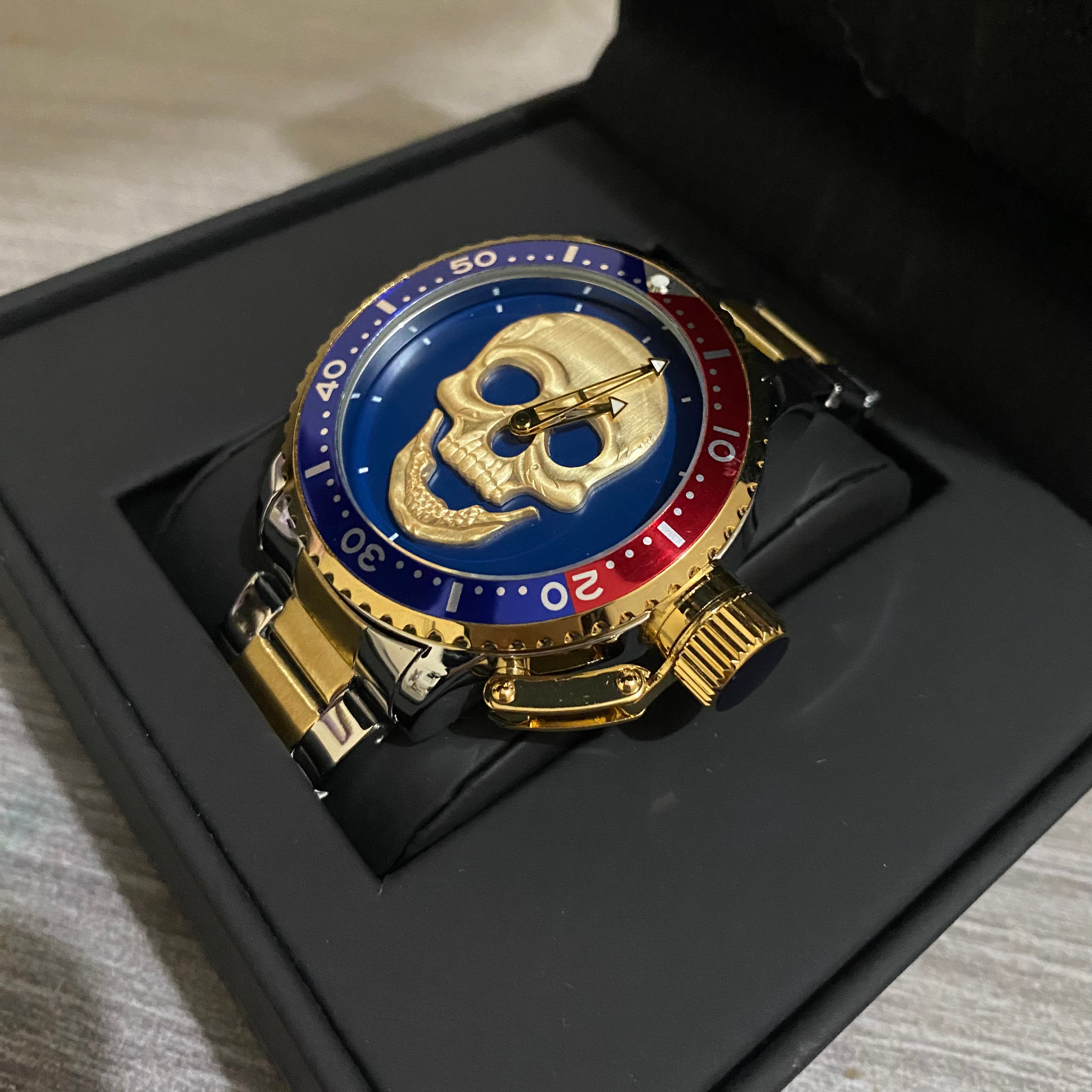 SET DE RELOJ Y PULSERA PARA HOMBRE | DÚO BLUE ROCK SKULL