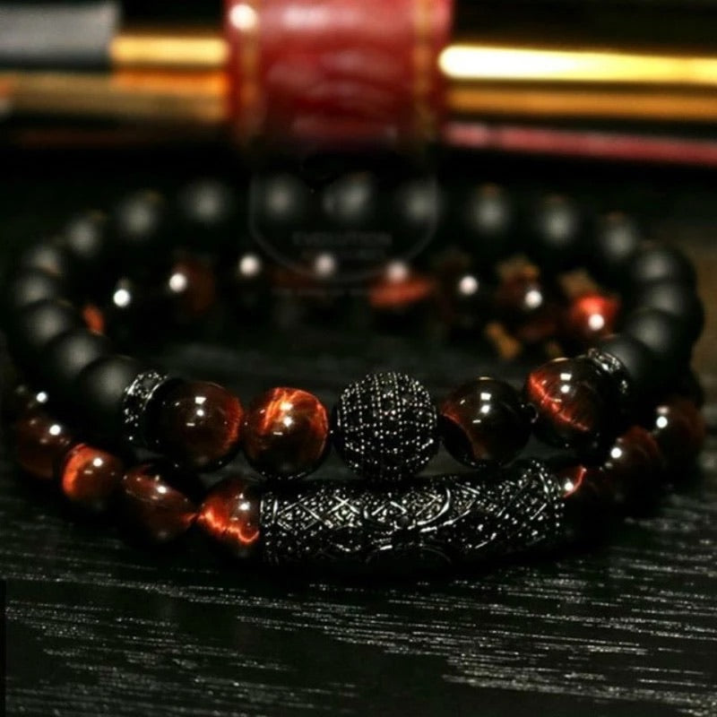 SET DE PULSERAS UNISEX | TUBING BALL TIGER EYE DARKEN