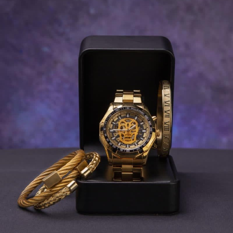 RELOJ Y PULSERA PARA HOMBRE | DÚO WINNER ROMAN GOLDEN BRACELET