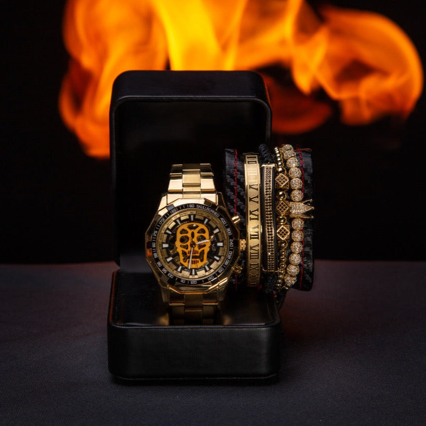 RELOJ Y PULSERAS UNISEX | DÚO SUPER MASTER GOLD