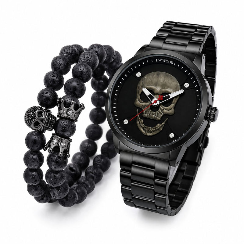 DUO DE RELOJ Y PULSERA DE CALAVERA