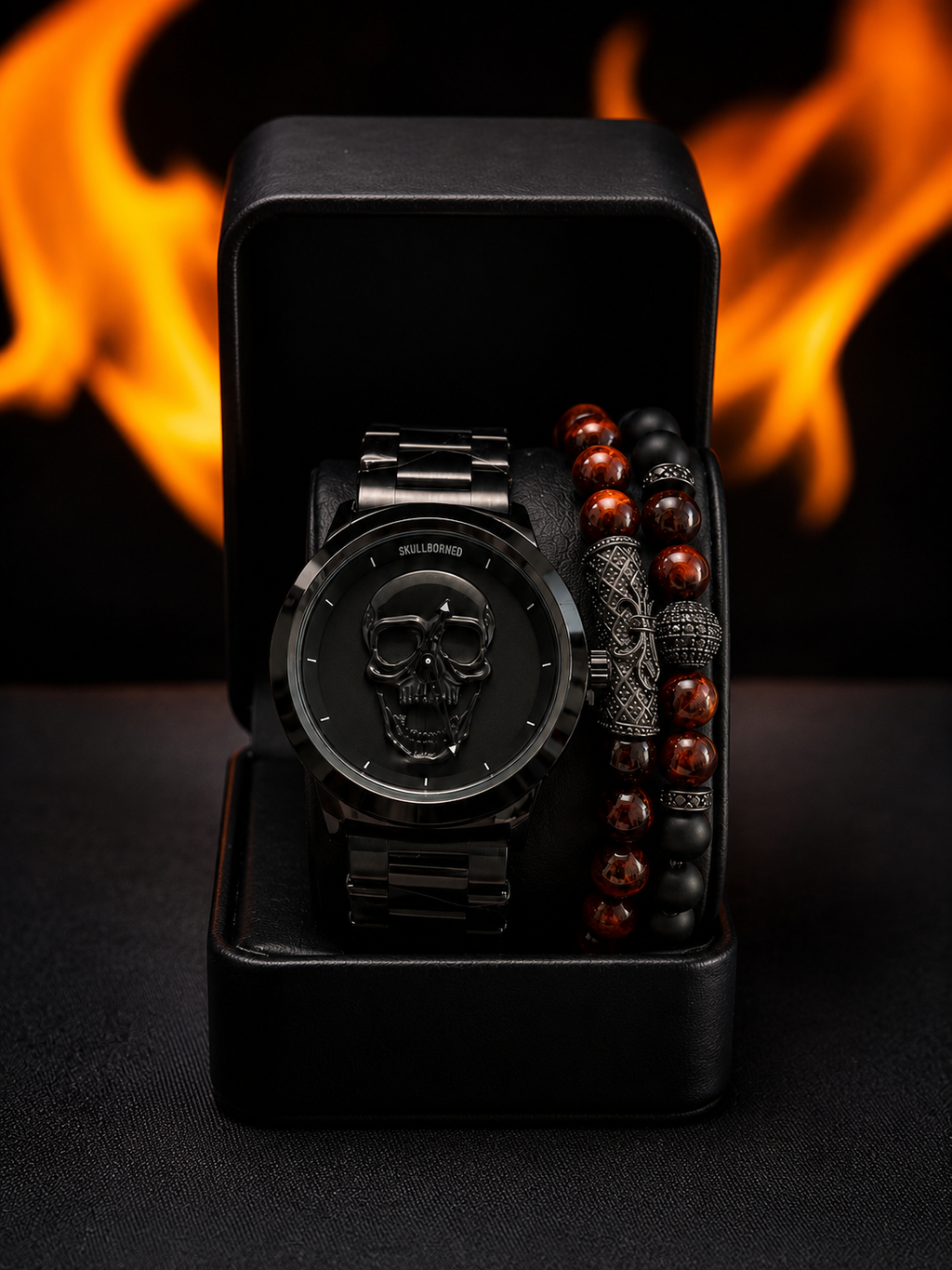 DÚO DE RELOJ Y PULSERAS MEN BLACK TUBING