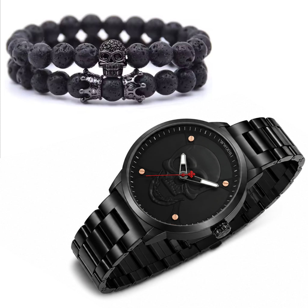 RELOJ Y PULSERA UNISEX | DÚO BLACK GHOST