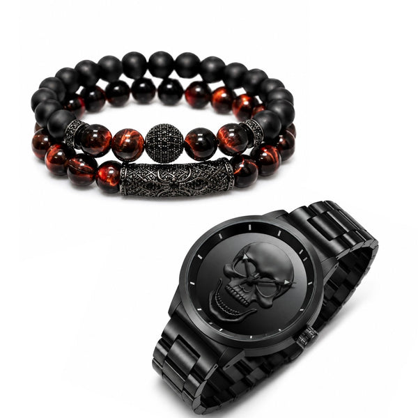 DÚO DE RELOJ Y PULSERAS MEN BLACK TUBING