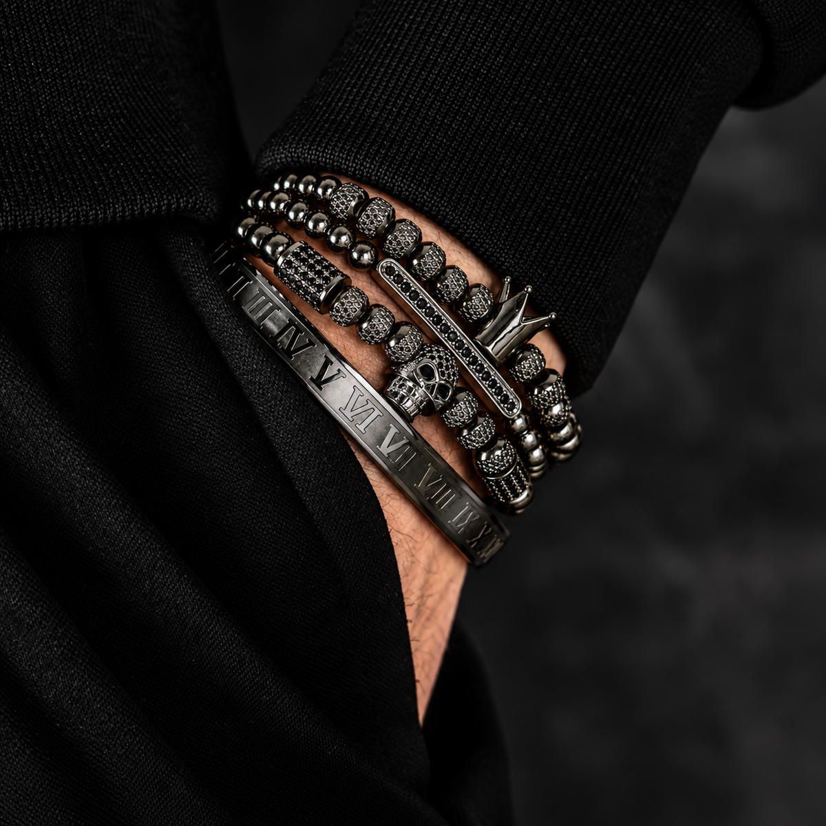 SET DE PULSERAS | MASTER SKULL BLACK