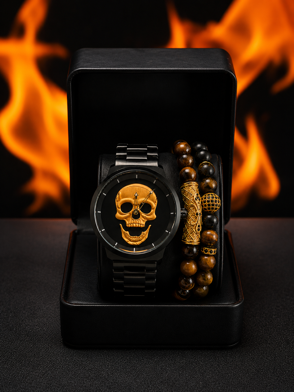 DÚO DE RELOJ Y PULSERAS MEN GOLDEN TUBING