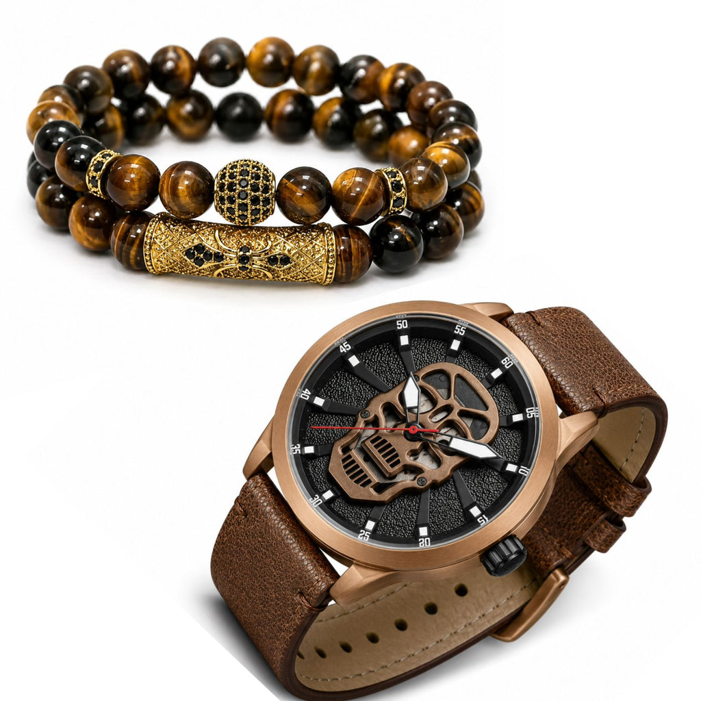 DÚO DE RELOJ Y PULSERAS TILL DEATH BROWN
