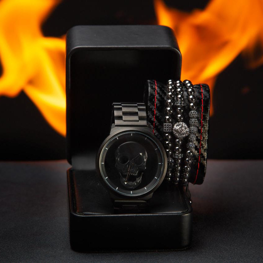 RELOJ Y PULSERA UNISEX | DÚO KING LION MEN BLACK