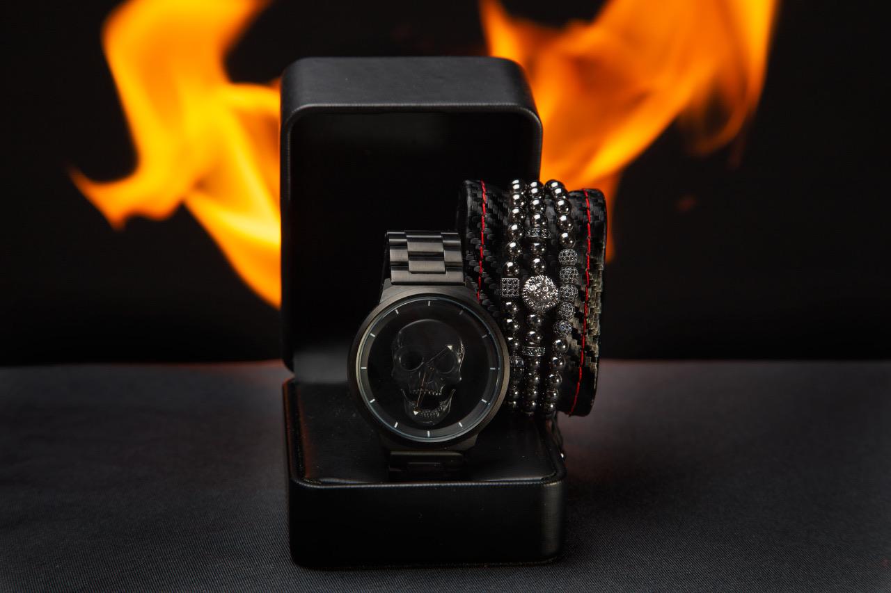 RELOJ Y PULSERA UNISEX | DÚO KING LION  MEN BLACK