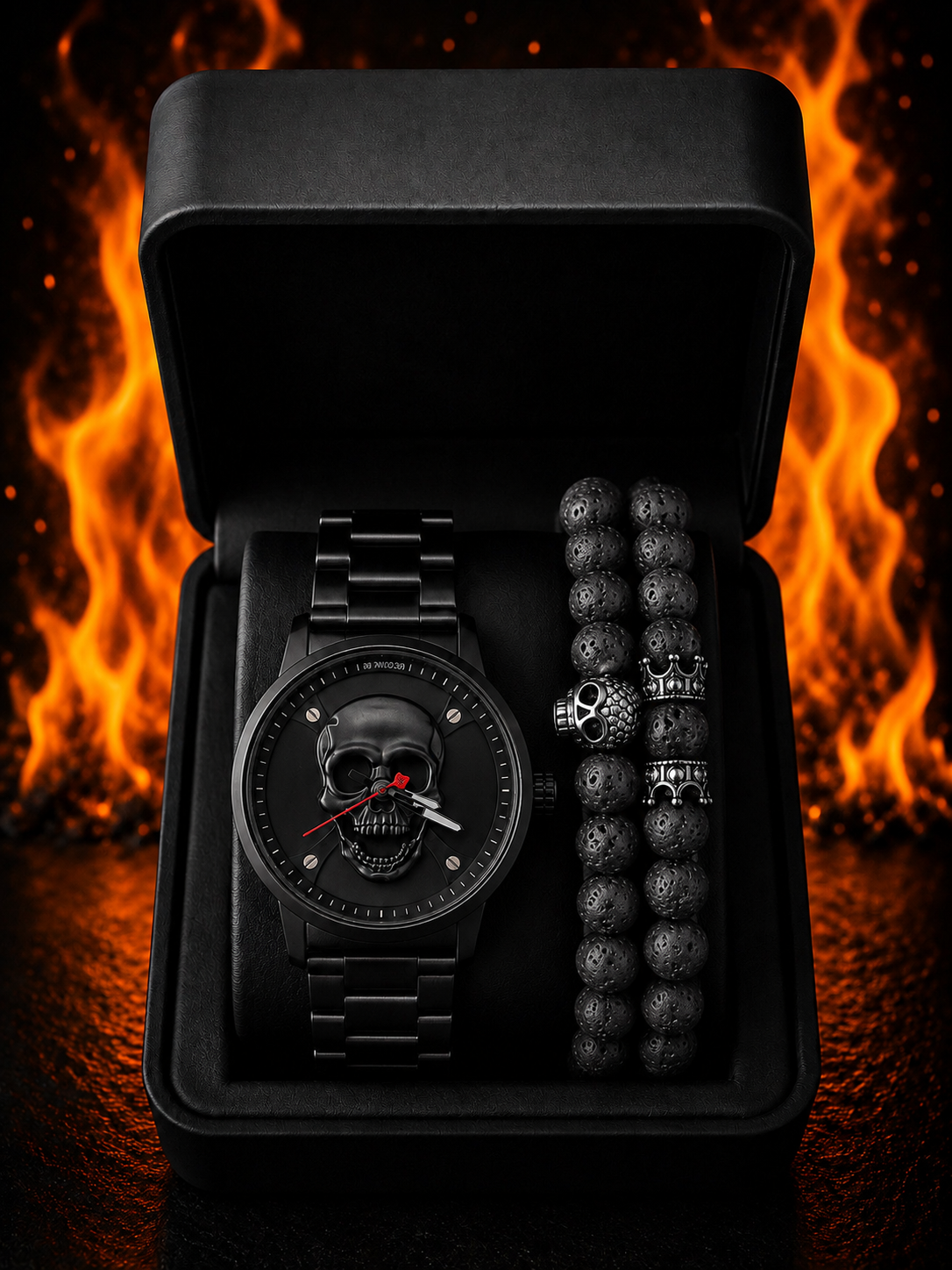 RELOJ Y PULSERA UNISEX | DÚO BLACK GHOST