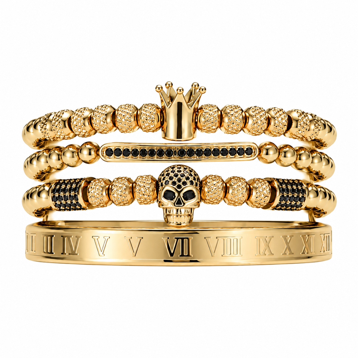 SET DE PULSERAS | MASTER SKULL ORO