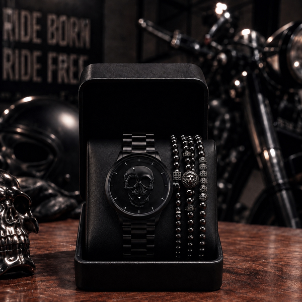 RELOJ Y PULSERA UNISEX | DÚO KING LION MEN BLACK