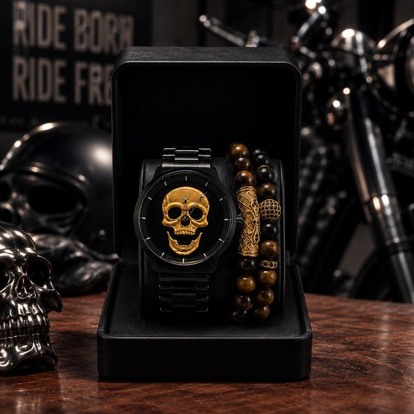 DÚO DE RELOJ Y PULSERAS MEN GOLDEN TUBING