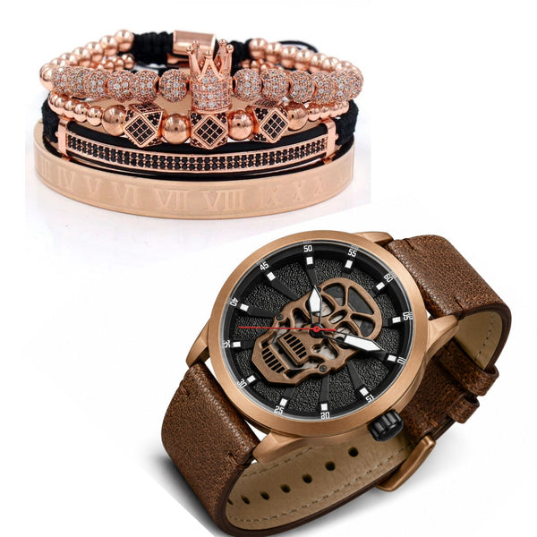 DÚO DE RELOJ Y PULSERAS TILL DEATH BROWN MASTER