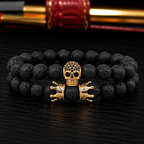 RELOJ Y PULSERA UNISEX | DÚO  MEN GOLDEN SKULL