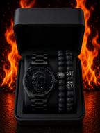 RELOJ Y PULSERA UNISEX | DÚO  MEN BLACK SKULL