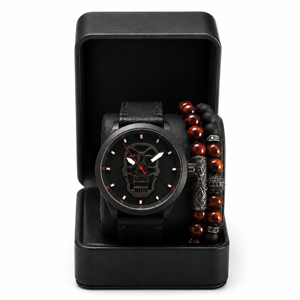DÚO DE RELOJ Y PULSERAS TILL DEATH BLACK