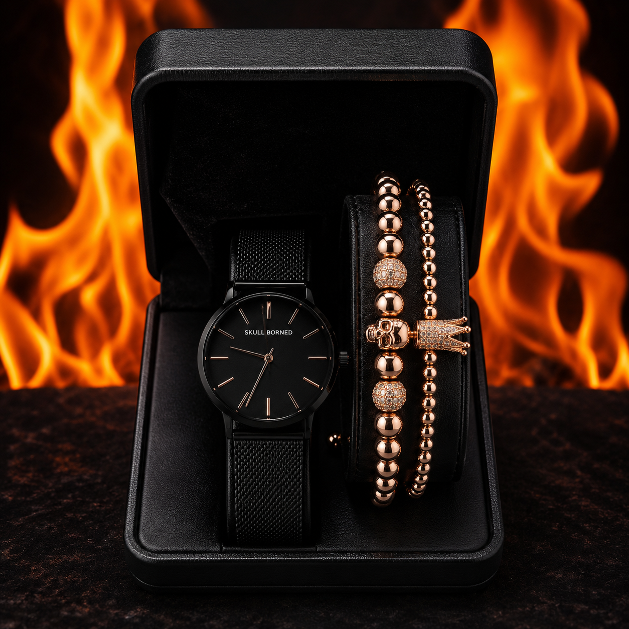 RELOJ Y PULSERAS PARA DAMA | DÚO COOPER BLACK SKULL