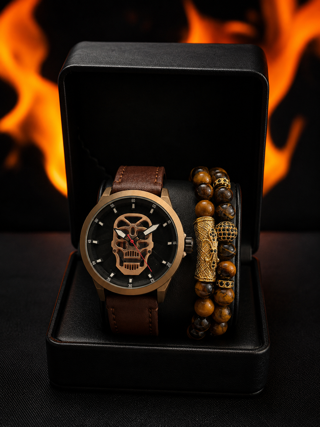 DÚO DE RELOJ Y PULSERAS TILL DEATH BROWN