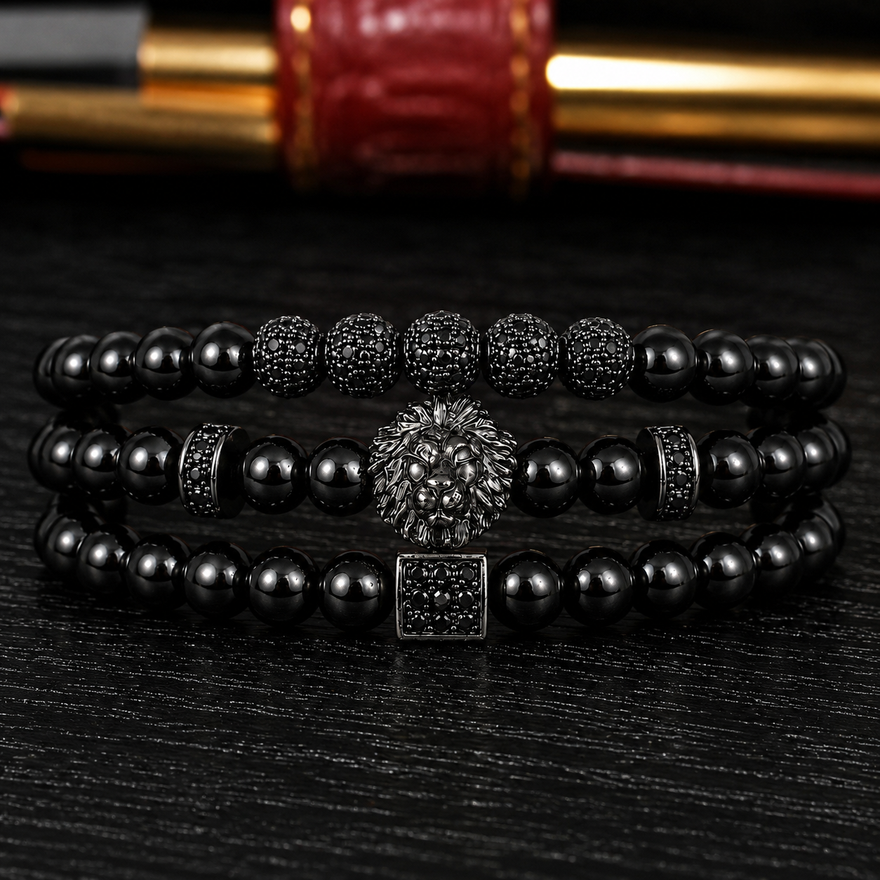 RELOJ Y PULSERA UNISEX | DÚO KING LION MEN BLACK