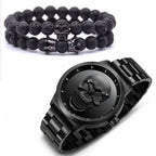 RELOJ Y PULSERA UNISEX | DÚO  MEN BLACK SKULL