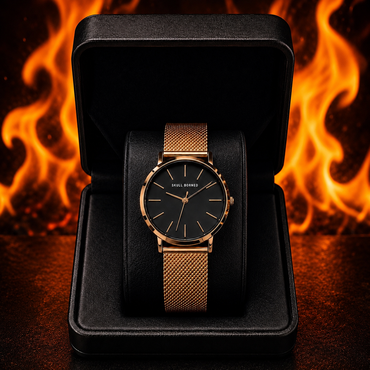 RELOJ PARA DAMA | ROSE GOLD BLACK SKULL