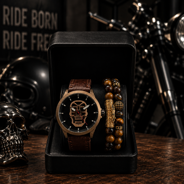 DÚO DE RELOJ Y PULSERAS TILL DEATH BROWN