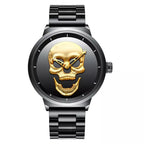 RELOJ Y PULSERA UNISEX | DÚO  MEN GOLDEN SKULL