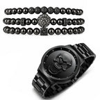 RELOJ Y PULSERA UNISEX | DÚO KING LION MEN BLACK