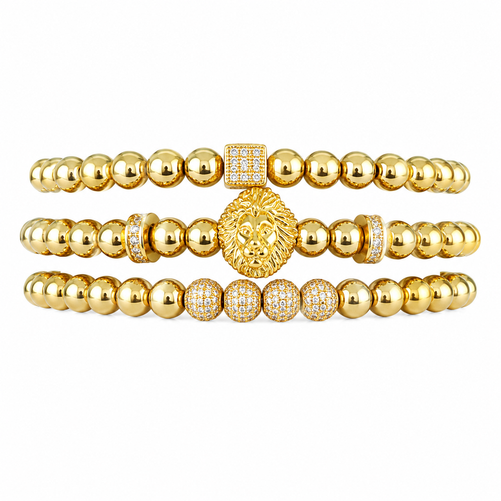 RELOJ Y PULSERA PARA HOMBRE | DÚO GOLDEN KING LION GOLD EDICIÓN ZAFIRO