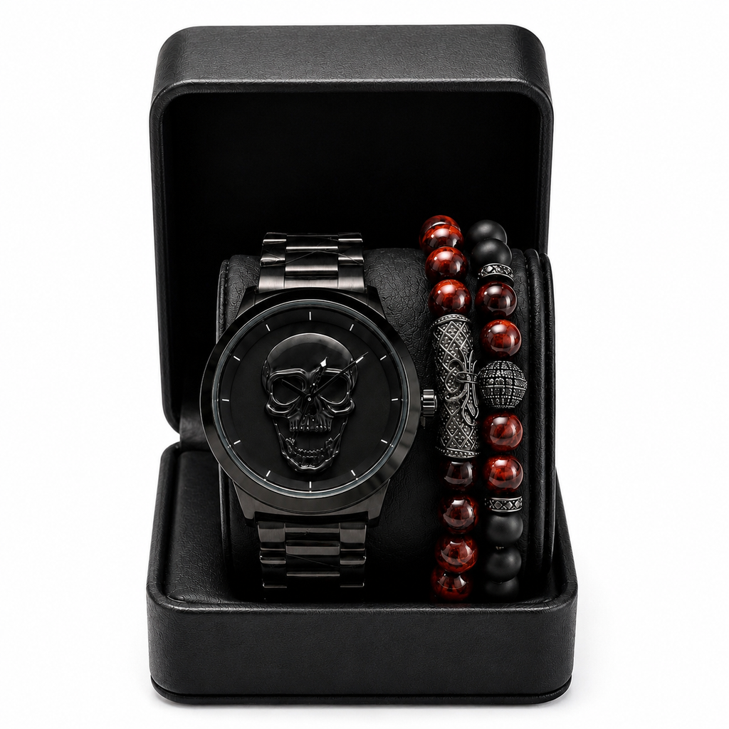 DÚO DE RELOJ Y PULSERAS MEN BLACK TUBING