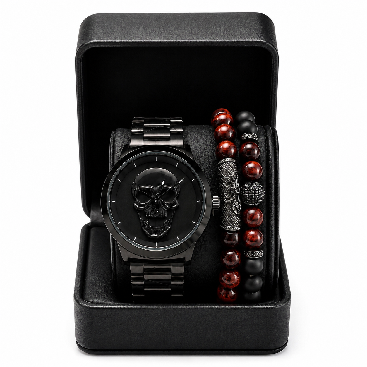 DÚO DE RELOJ Y PULSERAS MEN BLACK TUBING